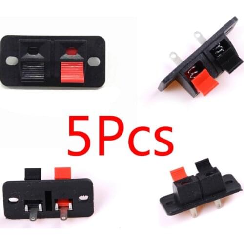 5Pcs 2 Positions Connector Terminal Push in Jack Spring Load 2 way 2 Pin Spring push Release Home Audio Speaker Terminals