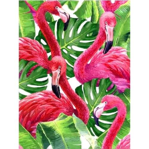 Diamond Art Mosaic Flamingo Birds Embroidery Painting Big Size Rhinestone Drawing Picture Wall Decor Handcraft Gift New Arrival