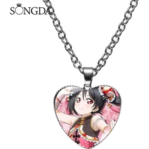 Anime LoveLive! Brooch Pin Pendant Necklace Dream Sunshine Project Glass Dome Heart Necklace For Women Girls' Favorite Jewelry
