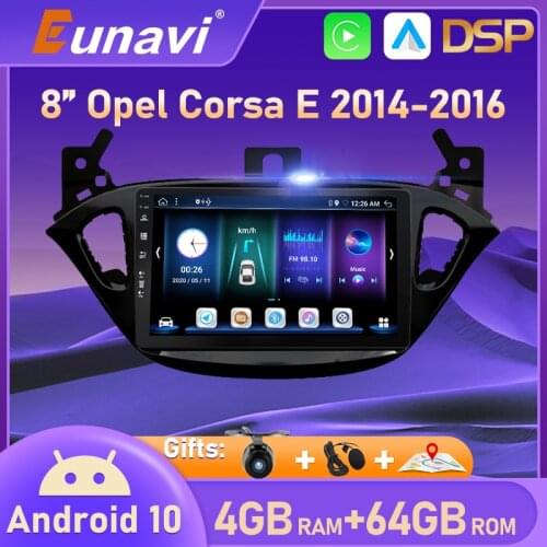 Eunavi 2 Din DSP Android Car Radio Audio Multimedia For Opel Corsa E 2014 2015 2016 GPS Navigation Auto Stereo 4G 64GB WIFI