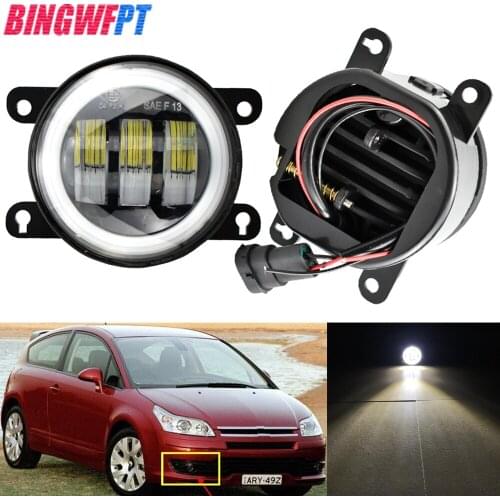 2in1 Car H11 12V LED Fog Lights For Citroen C4 I (LC_) Hatchback 2004 2005 2006-2011 with Angel eye Daytime Running Lamp DRL