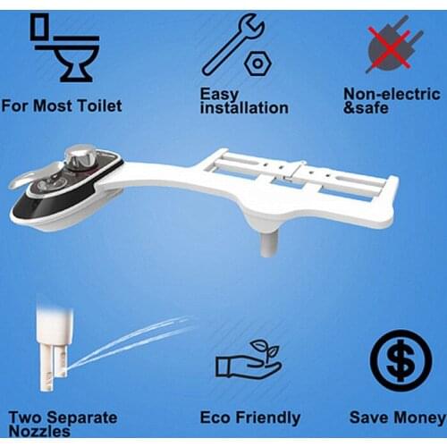 Hot and cold dual Nozzle bidet with Self Clean,Non-Electric Mechanical AMI610 warm water Toilet seat shower Bidet clean woman