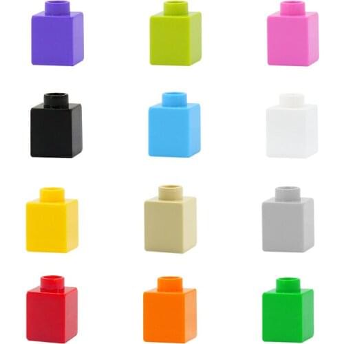 10PCS/Lot Big Size Particle Building Blocks 1×1 Thick Bricks Assembled Bulk Educational Create Toys Kids City Scenes Basis Block