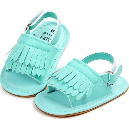 2021 Summer Baby Girl Shoes Newborn First Walkers Tassel Sandals for Girls Shoes Enfant Cow Muscle Sole Green Toddler Shoes Girl