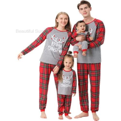 Baby Sleepwear Clothes Merry Christmas Deer Kids Clothes Girls Mother Daughter Matching Clothing Pajama Set Family Matching