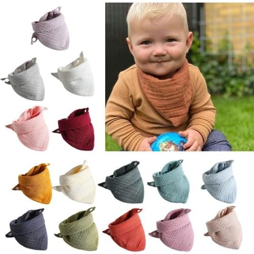 Baby Infant Double Layer Cotton Bib Newborn Solid Color Triangle Scarf Feeding Saliva Towel Bandana Burp Cloth Baby Stuff
