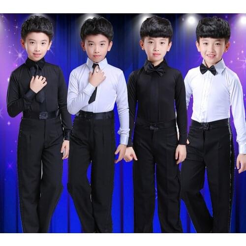 2019 New Boy Latin ballroom costume Sets children Latin Shirt+pants suit Rumba Samba Dancewear Latin dance competition clothes