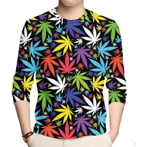 IFPD EU Size 3d Print Long Sleeve T Shirts Maple Colorful Leaf Streetwear Weed Plant Men Women Fashion T-shirt Harajuku Oversize