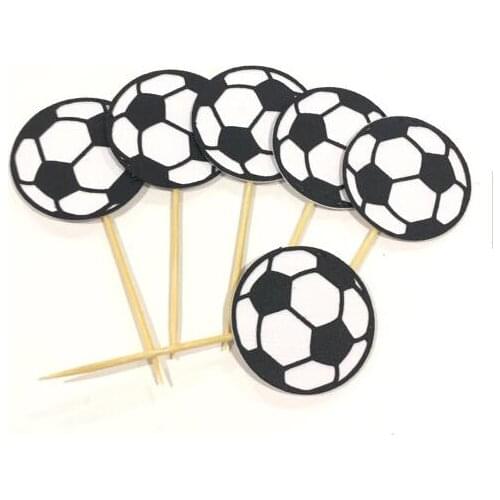 Soccer ball boy baby shower birthday cupcake toppers party cake decoration doughnut food picks