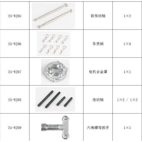 JYRC 9125 XLH 9125 1/10 RC Car Spare Parts 25-WJ01~25-DJ03 motor Drive shaft Drive cup ESC Remote controller Bearing Screw