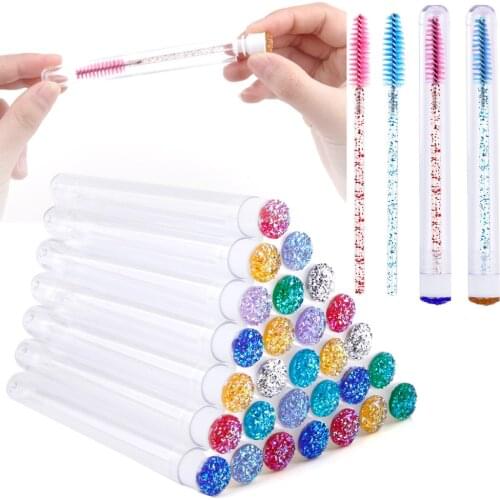 Eyebrow Brush Tube Disposable Crystal Eyelash Brush Reusable Dust-proof Sparkling Mascara Wands Brushes Diamond Makeup Spoolies