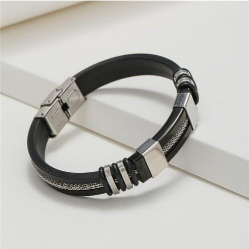 Classic Man Bracelet Black Stainless Steel Bangle Fashion Metal Titanium Hand Chain Goth Punk Party Mens Jewelry Bracelets