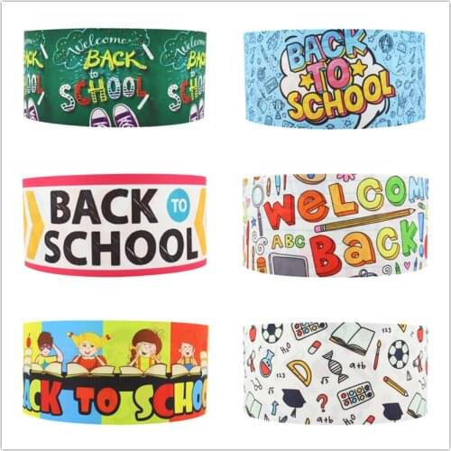 Ribbon 50yards Back to School printed grosgrain FOE Ribbon Accessory hairbow headwear Christmas Halloween decoration DIY