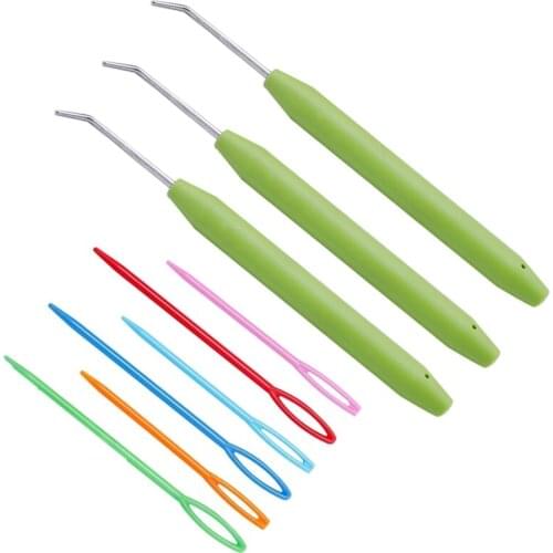 LMDZ 3 Sets Crochet Hook, Knitting Loom Hook, 6 Pcs Plastic Sewing Needles for Knifty Knitter Knitting Loom Hook (Random Color)