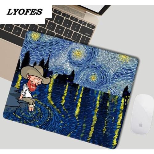 Cute Mouse Pad Lovely Kawaii Desk Mats Pads Van Gogh Waterproof Office Home Decoration Cup Mat Antislip Girls Boys Room