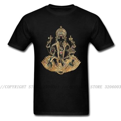 Fashion 2018 Golden Ganesha Men T-shirt Stylish Indian God Digital Print Male Family Gift T Shirt Fathers Day Tshirt