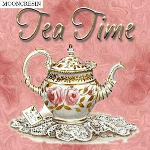 5D DIY Diamond Embroidery Cartoon Tea Time Round Rhinestone Sets Full Diamond Painting Cross Stitch Needlework Decoration Home
