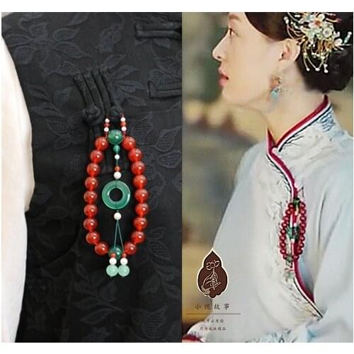 Original Handmade Republican Period Clothing Button Hanging Accessory Mobile Charm Car Dangle for Drama Nothing Gold Can Stay