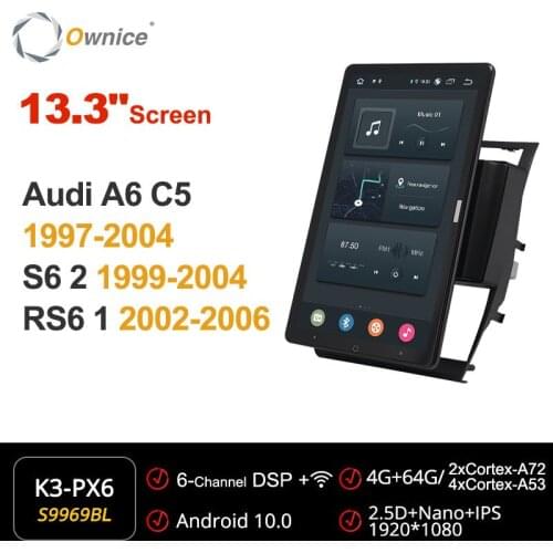 Ownice for Audi A6 C5 1997-2004 S6 2 1999 2000 2001 2002 2003 2004 RS6 1 2005 2006 Car 1 Din Android GPS Radio Auto Rotatable PC