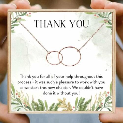 Thank You Necklace Friendship Double Circle Chain Necklaces for Women Jewelry Necklace Thanks Giving Day Gift Christmas Gifts