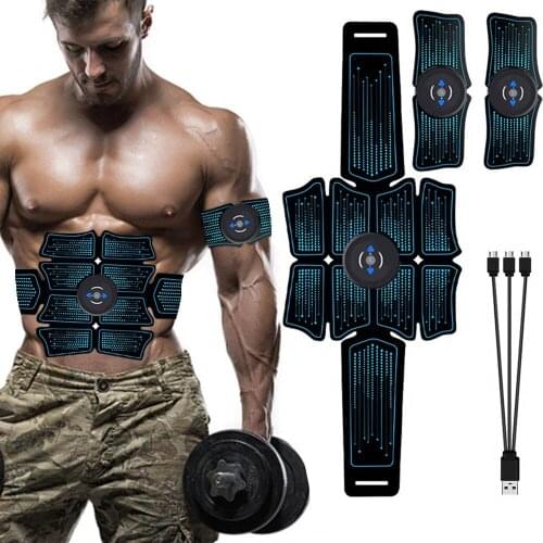 Rechargeable EMS Abdominal Muscle Stimulator Trainer ABS Electrostimulation Fitness Massager Leg Arm Abdomen Muscular Exercise