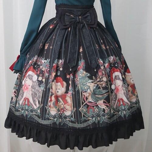 Chinese lolita dress fairy kei skirt goth lolita skirt Sweet girl lolita dress Tea party Cartoon Bear dress lolita cosplay