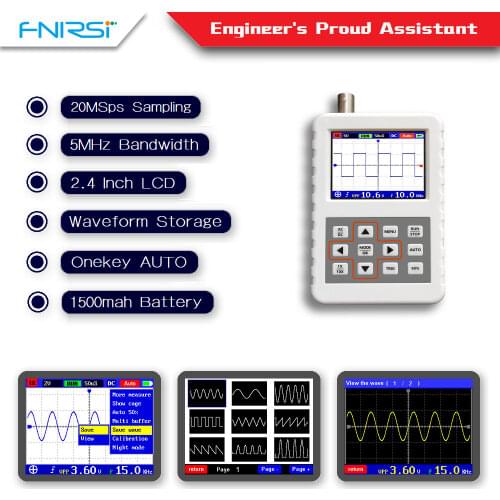 DSO FNIRSI PRO Handheld mini portable digital oscilloscope 5M bandwidth 20MSps sampling rate with P6020 BNC standard probe