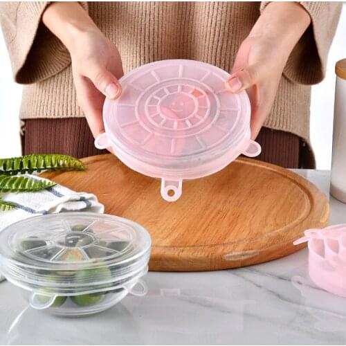 6 Pcs/Set Refrigerator Extendable Fresh-Keeping Cover Silicone Multifunctional Vegetable Preservation Bowl Cover Kitchen Tool