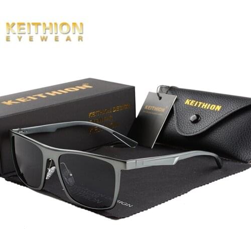 KEITHION Square Polarized Driving Sunglasses For Mens Women Aluminum Magnesium Metal Frame Lightweight Fishing Outdoors