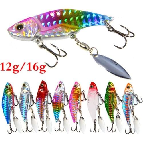 12g/16g VIB Spinner Bait Sinking Bass Carp Fishing Lures Artificial Metal Hard Fishing Lures Saltwater Fishing Hook Tackle