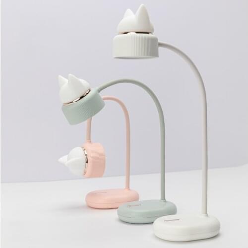 LED Desk Lamp Built-in Battery Bed Book Lamp Night Light 360 ° Flexible Gooseneck Lamp Cute Cat Reading Light 3 Level Brightness