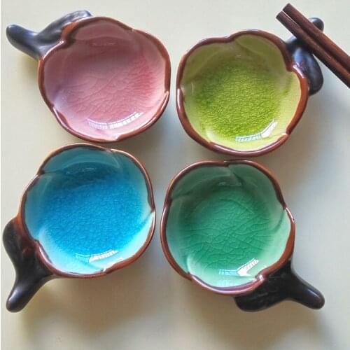 Creative Japanese Household Crackle Glaze Ceramic Seasoning Dish Soy Sauce Dish Sauce Dish Vinegar Dish Beauty Dish Essential Oi