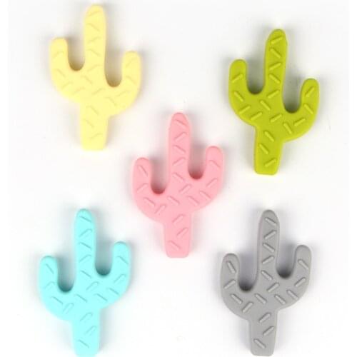 TYRY.HU 1 piece Cactus Silicone Teether Baby Teething Pendant Nursing Soft Silicone Beads Safe Toys For DIY Teething Necklace