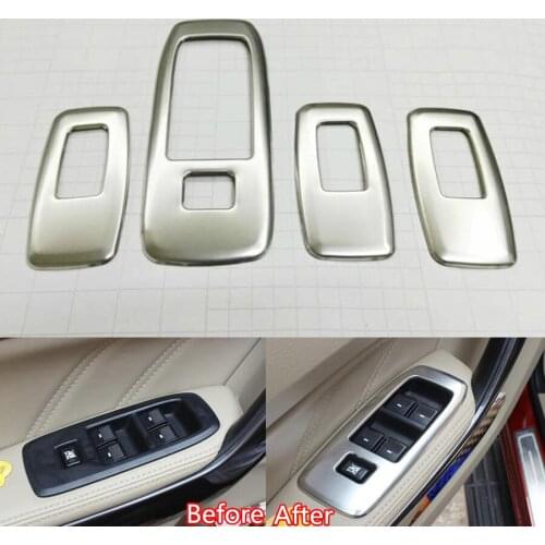 YAQUICKA 4Pcs Auto Car Interior Armrest Window Adjust Button Switch Frame Cover Trim For Ford Everest 2016 Car-styling Sequins