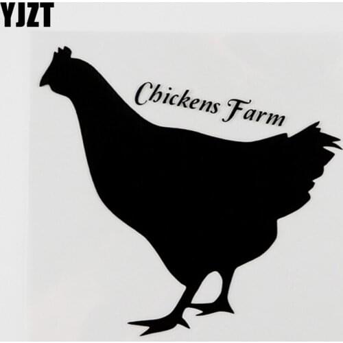 YJZT 13.6CMX12.9CM Fashion Animal Chickens Farm Vinyl Car Sticker Black/Silver 8C-0160