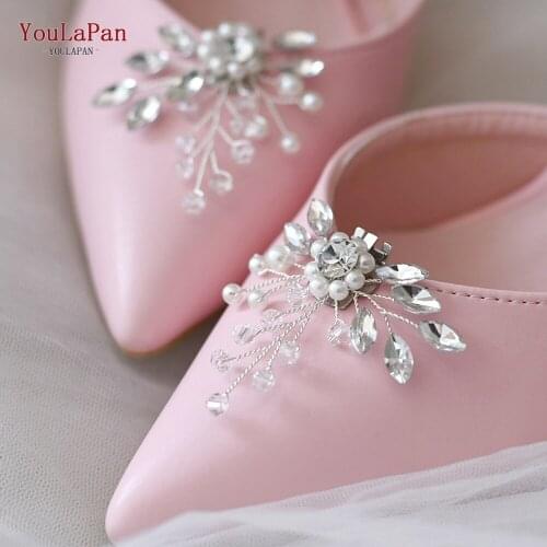 YOULAPAN X02 Shoe Clip High heel buckle 2Pcs Alloy Flower Rhinestone Shoes Accessories for Party Evening Sparking Reusable