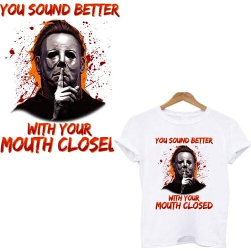 Mouth Closed Stickers For Tshirt DIY Patches For Clorhing Sticker sBadge Heat Transfers Patch For Boys Tshirt HoodieApplique