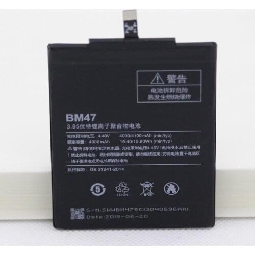 20pcs/lot 4100mAh Mobile phone Replacement Battery BM47 For Xiaomi Redmi 3 3S 3X 4X Redmi3 Pro Hongmi Redrice Phone battery