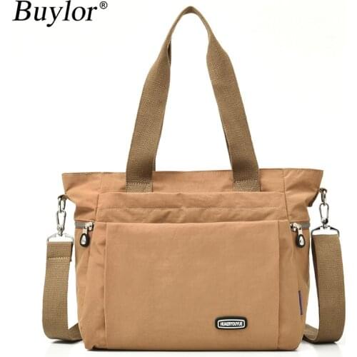Buylor Womens Shoulder Bag Nylon Oxford Canvas Female Handbag Large Capacity Messenger Bag Leisure Ladies Shopping Tote Bag