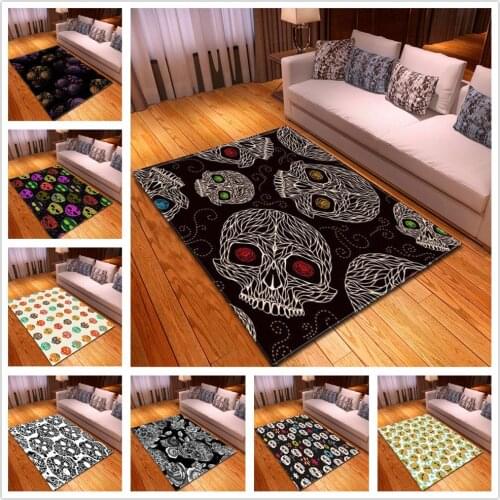 Horror Skull 3D Carpets for Living Room Area Rugs Flannel Velvet Memory Foam Home Larger Size Carpet Baby Play Mats Hallway Rug