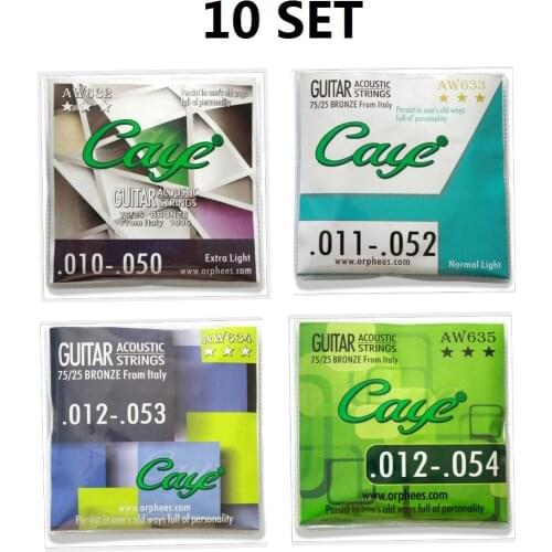 10 SET Orphee CAYE Series AW632/633/634/635 Stainless Steel 75/25 Phosphor Bronze Acoustic Guitar Strings