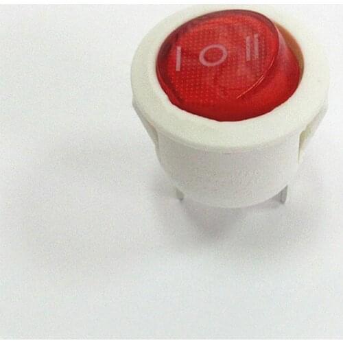 2Pc 20mm Diameter Small Round Boat Rocker Switches Mini Round white Red 3 Pin ON-OFF Rocker Switch