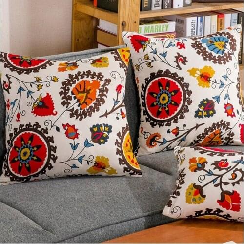 2Pcs Cotton Linen Sun Flower Decorative Throw Cushion Covers For Sofa Home Pillow Case 45x45cm 60x60cm