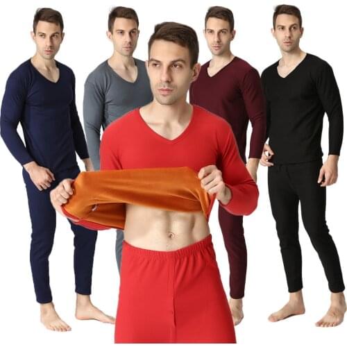 2018 new arrival autumn winters cotton v-neck plus velvet warm super large long Johns underwear comfortable plus size XL- 8XL9XL