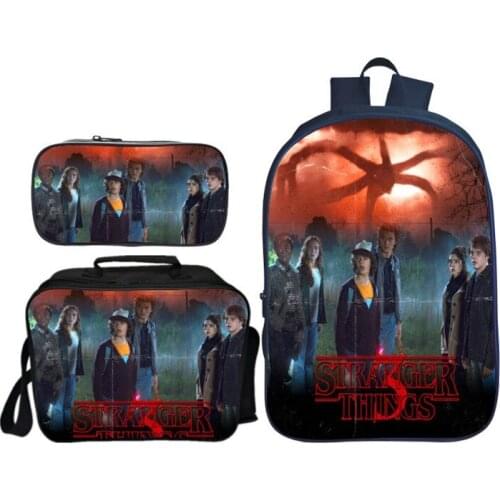 3Pcs/Set Stranger Things Printing Teenagers Backpack Student School Bags Children Travel Shoulder Bag for Kids Bookbag