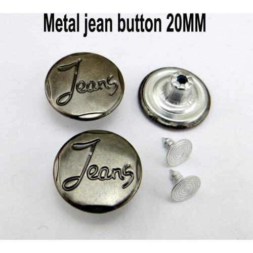 30PCS Silver Gray Jeans Classic Button 20MM Decorative Clothes Accessory Trousers Letter Buttons Fit MJB-361