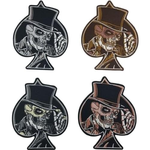 4pcs/set Spades skull patch custom any logo garment labels brand patches decoration biker rock front cloth stickers