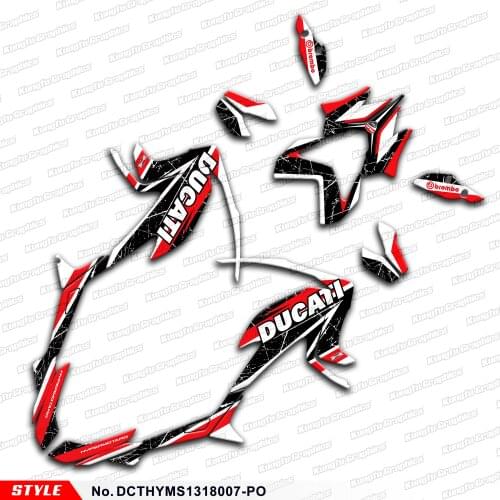 Aftermarket Full Vinyl Wrap Kit for DUCATI Hypermotard Hyperstrada 821 939 2013 2014 2015 to 2018, Style No.DCTHYMS1318007-PO