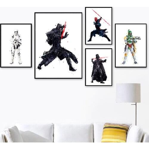 Watercolor Disney Star Wars Canvas Paintings Movie Poster Wall Art Picture for Kids Room Home Decor Cuadros