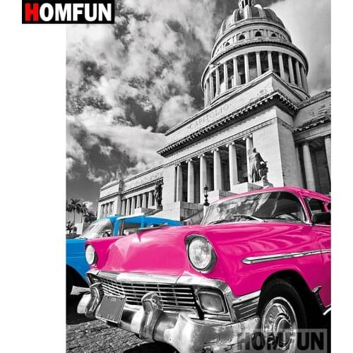 HOMFUN 5D DIY Diamond Painting Full Square/Round Drill "Car house" 3D Embroidery Cross Stitch gift Home Decor A00403